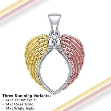 The Angel Wing Pendant made from White, Yellow and Pink Gold RPD5013 - Jewelry